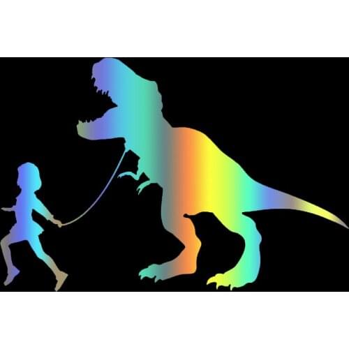 S51018 Various Sizes/Colors Car Stickers Vinyl Decal Girl Leading A T-Rex Motorcycle Decorative Accessories Creative Waterproof