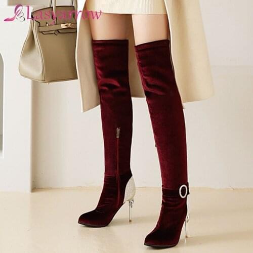 Lasyarrow Hot Sale 2020 Big Size 31-50 over-the-Knee Boots Woman Shoes High Heels Autumn Winter Zipper Long Boots Female