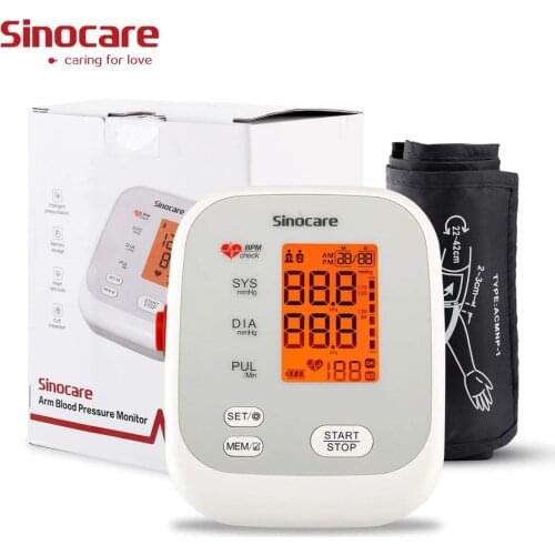 Sinocare Blood Pressure Monitor Upper Arm with 2 Users 120 Memory, Automatic Digital BP Machine Sphygmomanometer Heart Rate Puls