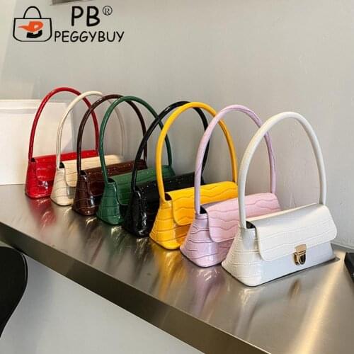 Women Stone Pattern Shoulder Underarm Bag Solid Color Armpit Bag Fashion PU Leather Handbag Casual Ladies Top-handle Pouch