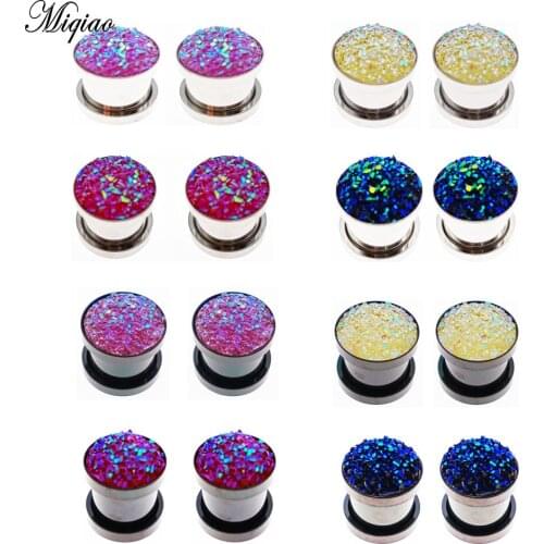 Miqiao 2PCS Stainless Steel Ear Plugs and Tunnels Ear Piercings 6-16MM Expander Body Jewelry Ear Gauges for Women Men