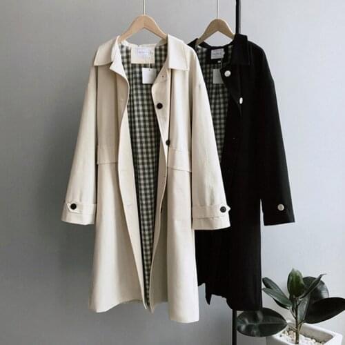 Women‘s Trench Coat New 2020 Spring Autumn Large Size Casual Coat Single-breasted Pocket Loose Long Windbreaker Outerwear A2021