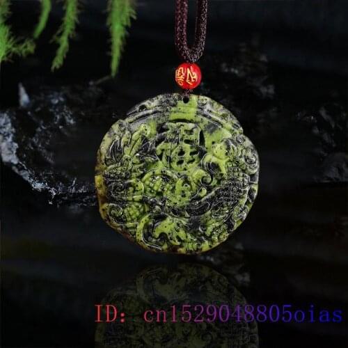 Green Jade Dragon Pendant Necklace Women Accessories Gift Amulet Chinese Gemstone Carved Charm Fashion Natural Jewelry