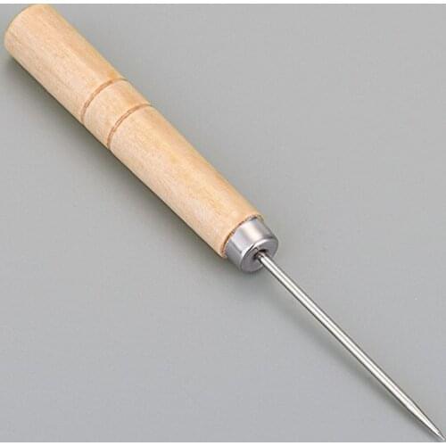 1PC Wooden Handle Sewing Awl Hand Stitching For DIY Leather Bracelet Jewelry Making Repair Tool Punch Sewing Needle Hook Tool
