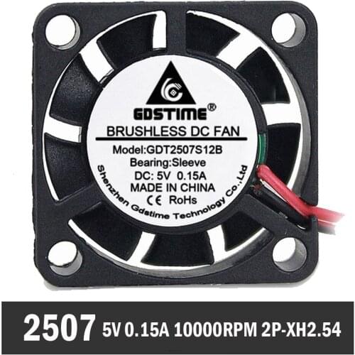 100PCS Gdstime 25 x 25 x 7mm DC 5V 2-Pin 2.54Cooler Brushless Chipset Heatsink Mini Cooling Fan 2507 cooling fan