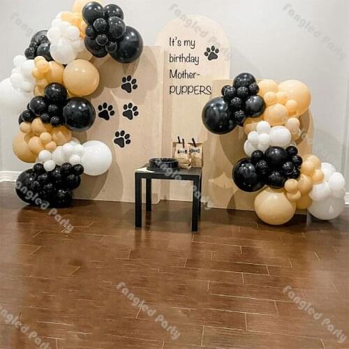 135pcs Cream Peach Matte Black White Balloon Garland Arch Kit Baby Shower Gender Reveal Decorations Birthday Party Supplies