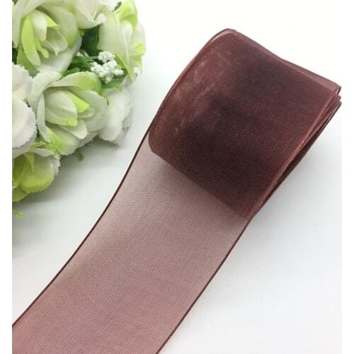 5 Yards/Lot 1-1/2" (38mm) Coffee Organza Ribbon Bow Hair Wedding Decoration Lace Crafts