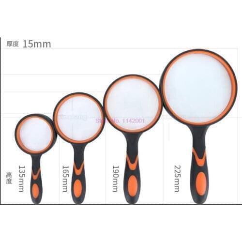 60pcs 10X65mm HD Optical Lens Magnifier Loupe Rubber Anti-fall Plastic Reading Handheld Glass Color Magnifying Glass