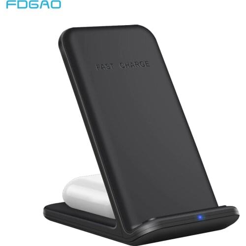 FDGAO 20W Dual Fast Wireless Charger for iPhone 12 11 XS XR X 8 Airpods Pro 2 in 1 Qi Charging Stand For Samsung S20 S10 S9 Buds