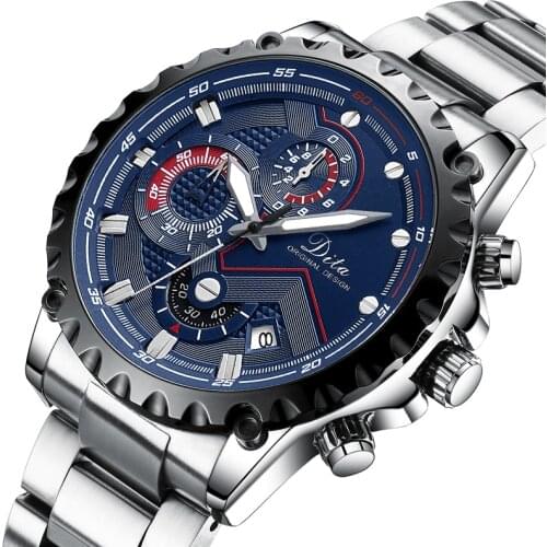 Chronograph Quartz Luxury Watch Men Stainless Steel Sport Watches Men Clock Business Waterproof Male Wristwatches Relogio Mascul