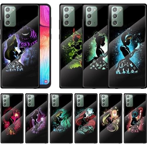 Disney Cartoon Princess Black Cover For Samsung Note 20 10 9 8 Ultra Lite Plus A70 A50 A40 A30 A20 A10 Tempered Glass Phone Case