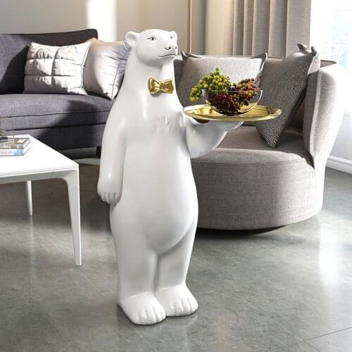 Home Decoration Nordic Modern Simple Creative Polar Bear Resin Sculpture Tray Large Living Room Porch Door Furnishing
