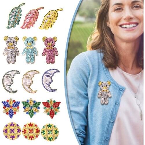 DIY Diamond Brooch 5D Mosaic Drilling Painting Kit Resin Pin Buckle Gift Women Girl Jewelry Brooch pins for Wedding Women Party