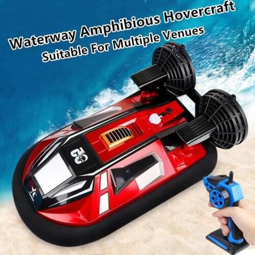 Dual Motor Amphibous Remote Control Hovercraft 20KM/H 2.4G Anti-Collision Fuselage 2-Way Navigation Waterproof RC Boat Water Toy