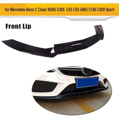 Glossy Black Car Front Lip Spoiler For Mercedes-Benz C Class W205 C43 AMG Sport 2015 - 2018 PP Front Bumper Lip Splitters