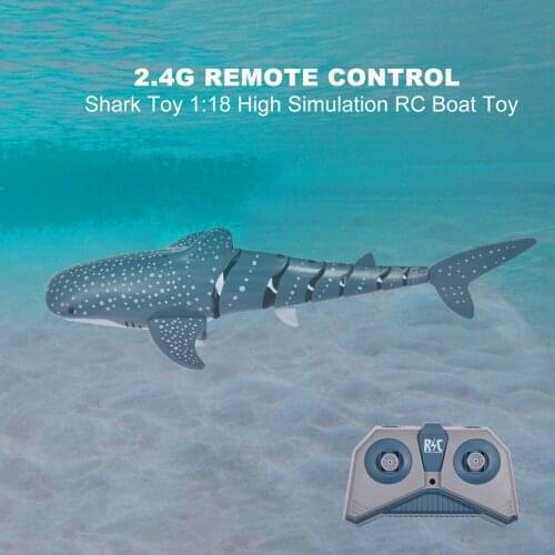 2.4G RC Simulation Shark Toys 1:18Remote Control Shark Boat Waterproof USB Rechargeable Swimming Pool Bathroom Toy Cool Shark