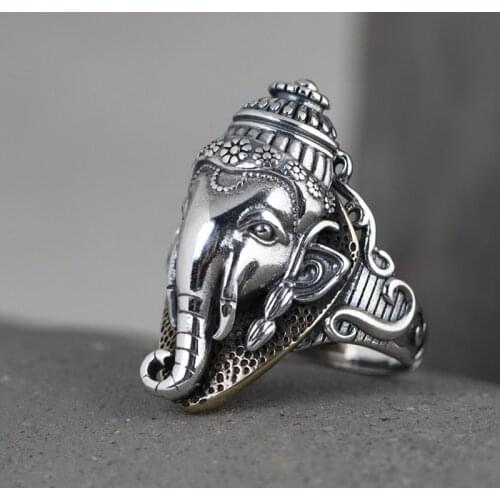925 Sterling Silver MENS Women Ganesh Elephant ring jewelry A5275
