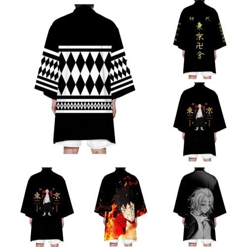 Japanese Anime Tokyo Revengers Kimono Coat Cosplay Costumes Hanagaki Takemichi Ken Ryuguji T-Shirt Cloak Jacket Haori Halloween