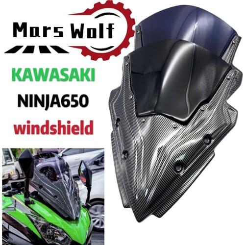 Motorcycle Carbon Fiber WindScreen Viser Windshield VIsor Fit For Kawasaki NINJA650 2017 2018 2019 NINJA 650 17-19 Double Bubble