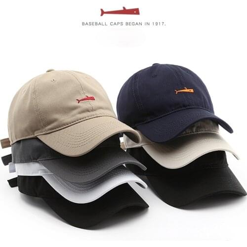 Fashion Cotton Baseball Cap for Men and Women Fish Embroidery New Summer Outdoor Visors Cap Unisex Snapback Hat Retro Dad Hats