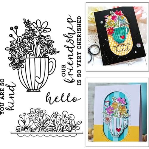 2021 New Plant Flower Pot Pattern Clear Stamps and Metal Cutting Dies Sets For DIY Craft Making Greeting Card Scrapbooking Album