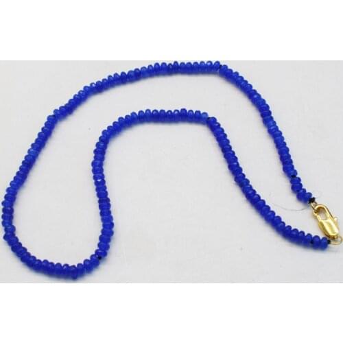 Jade blue roundel faceted necklace 4*2mm 15.5inch chocker FPPJ wholesale beads nature blue rabinbow