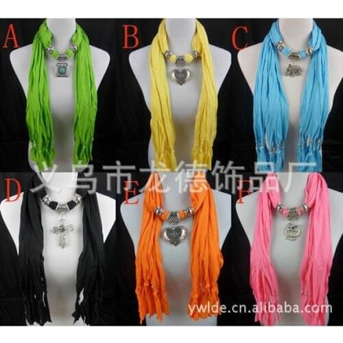 2018 Spring new fashion acrylic pendant scarf Spring shawl neclace scarf direct factory supply mix60