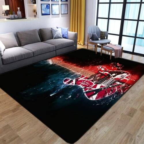 NEW red flame guitar Design 3D Printed Carpets For home Living Room Bedroom Gamer Area Rug Soft Flannel Kids Room Play Floor Mat