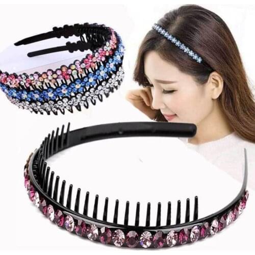 1PCS Men Women Sports Hair Band Hoop Top Hairband Bezel Headband Metal Double Bangs Rhinestone Hair Accessories