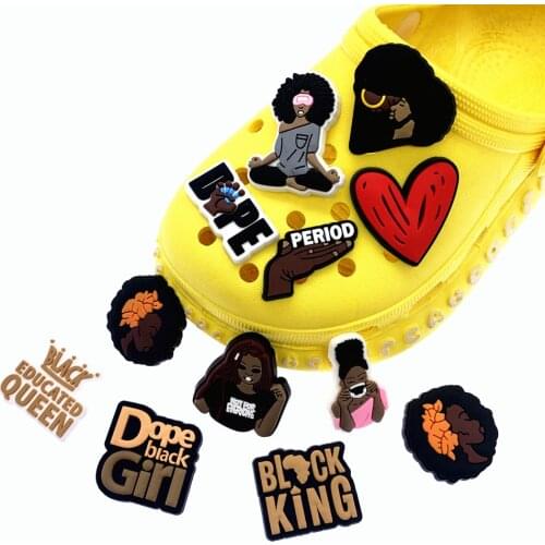 Wholesale 50PCS PVC Fashion Cute Hole Slipper Accessories BLM Cartoon Shoes Charms Party Gifts Garden Shoe Buckles Decor