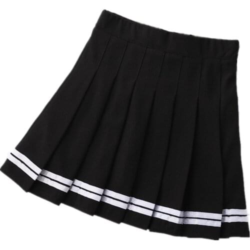Pleated Skirt Striped Princess Skirts Girls Black Navy Striped Childrens Mini Short Skirts School Uniforms