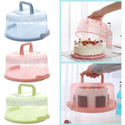 Portable Cake Storage Box Round Birthday Wedding Kitchen Fruit Cupcake Cake Carrier Container Storage Baking Dessert Holder G5O5