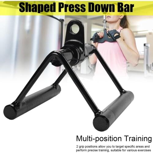 Black Fitness Press Down Cable Attachment Weight Machine Accessories V Handle With Rotation Gym Rotating V-Shaped Bar