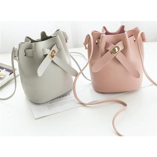 Retro Messenger Bag Womens Shoulder Bag Simple Lock Decor Bucket Bag Storage Wallet Mobile Phone Bag