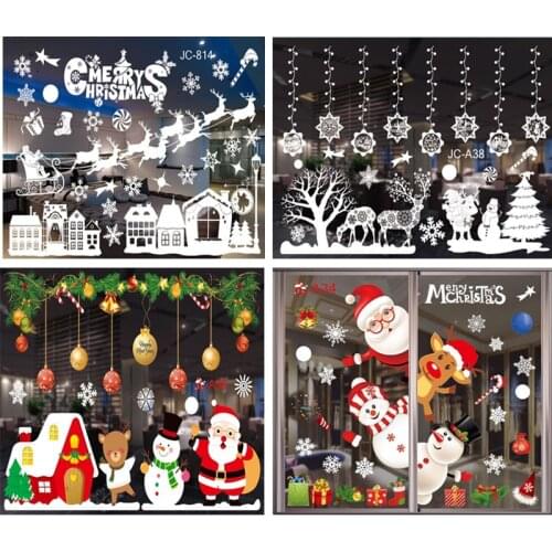 Merry Christmas Wall Stickers Window Glass Stickers Christmas Decorations For Home 2020 Navidad Ornaments Xmas New Year 2021