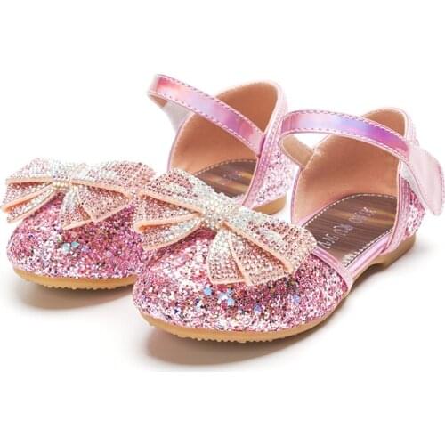 Girl Sandals flat Sandals Glitter Fashion Girls Princess Party Wedding Shoes Kids Soft Sandals Covered-toes SJD042