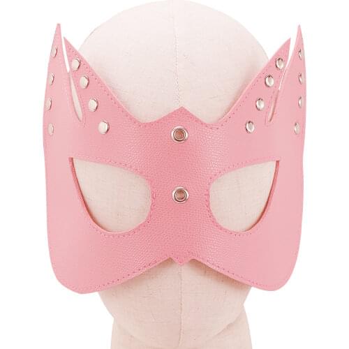 Halloween Masks BDSM Bondage Erotic Sex Toys Pink PU Leather Charm Eye Mask for Women Masquerade Cosplay Sexy Girl Decorations