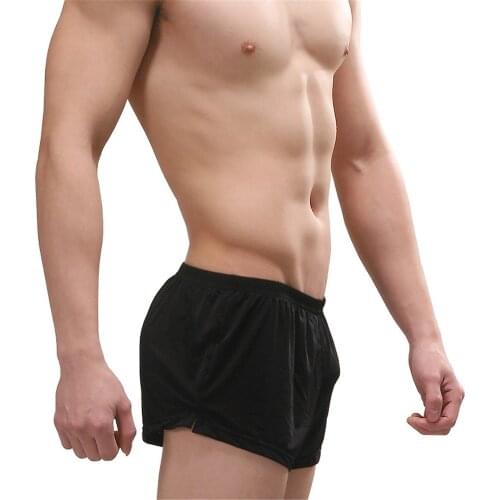 Sexy Men Underwear Boxer Shorts Solid Thin Ice Silk Breathable U Convex Pouch Underpants Mens Arrow Pants Plus Size M-XXL