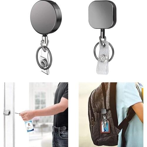 Heavy Duty Retractable Badge Holders with Carabiner Reel Clip 24 inches Thick Pull Cord Key Reel Keychain with Key Ring