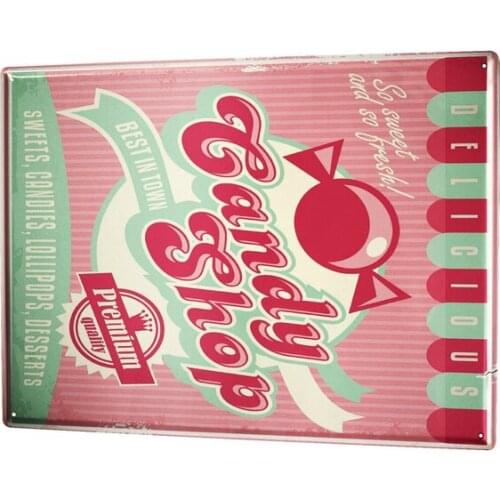 Tin Sign Retro Candy Shop Coffee Bar Decoration Home Decor