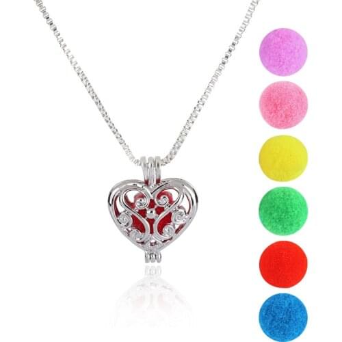 1PCS With 6 Felt Pads Balls Love Perfume Aroma Diffuser Necklace Love Essential Oils Diffuser Pendants For Women Free Shipping