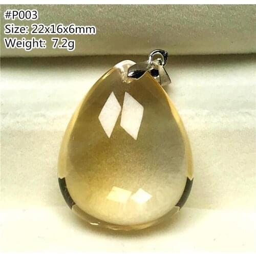 100% Natural Yellow Citrine Pendant Jewelry For Woman Lady Man Quartz Silver Crystal 22x16x6mm Beads Water Drop Gemstone AAAAA