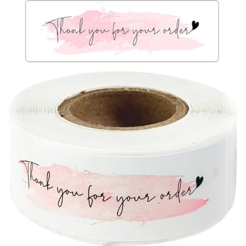 120 Pcs Thank You for Your Order Stickers Roll Pink Business Thank You Stickers for Shipping Bags, Packaging,Gift Sealing Labels