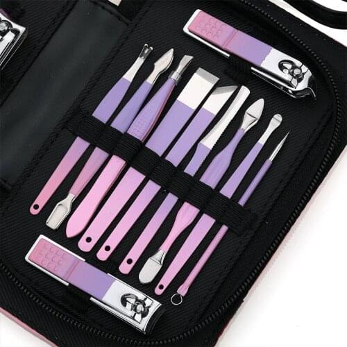 16pcs Stainless Steel Clipper Nail Cutter Trimmer Scissor Tweezer Trimmer Set Grooming Kit Manicure Pedicure Toenail Art Tools