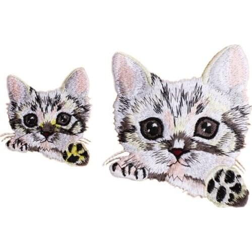 2pcs/set cat patches for clothing 3D animal embroidered Patches DIY iron on kitten parches Embroidery applique animals cat