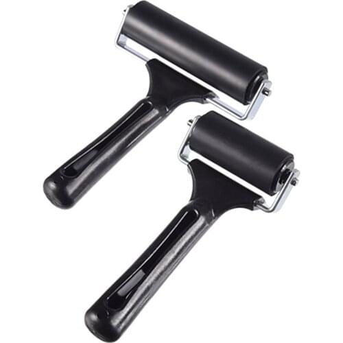 2Pcs/Set Practical Black Durable Professional Rubber Roller Brayer Paint Art Accessary Painting Supplies Diy Crafts Tool