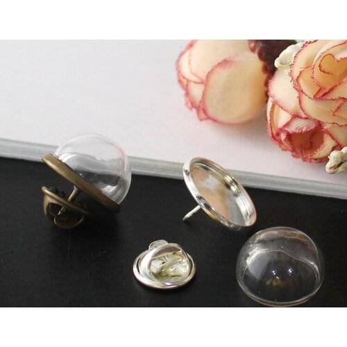4PCS 15/16/18/20MM Glass Cover Vial Brooch glass globe cover glass globe Brooch For Women Gift