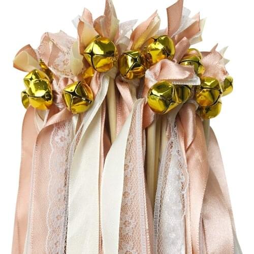 50 Ribbon Wands Wedding Streamers With Bells Silk Fairy Stick Wand Party Favors Party Activities Baby Shower Holiday Celebration