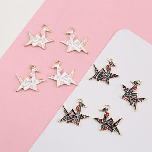 Newest 60pcs 21*22MM Gold Tone Floral Animal paper crane Pendants Gold Tone Plated Oil Drop Kawaii Earring Ornament DIY Charms