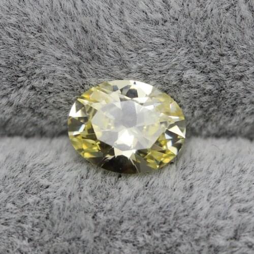 Oval shape light yellow cubic zirconia beads loose fancy vivid yellow stones for jewelry making CZ DIY